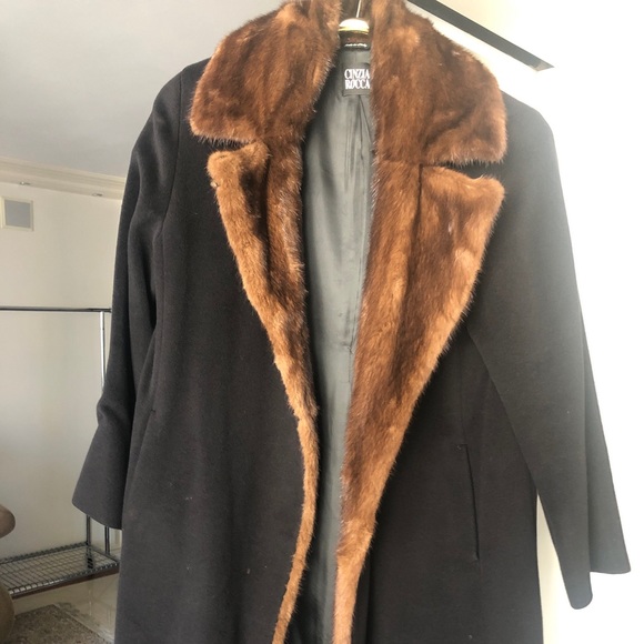 Cinzia Rocca Black Coat/Jacket mink fur